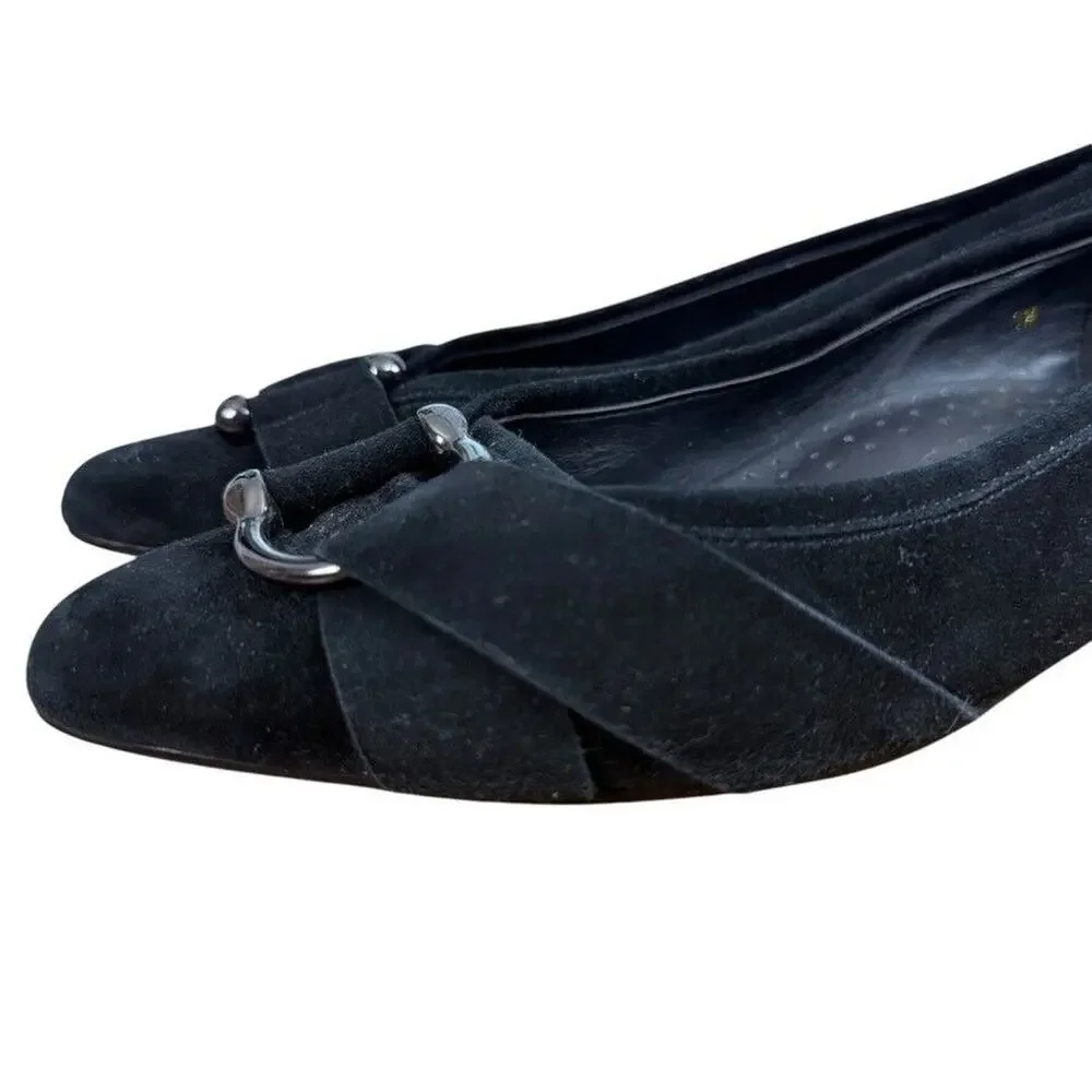 Vaneli Van Eli Kemen Women Black Suede Leather Slip On Flats Shoes Point Toe 9W